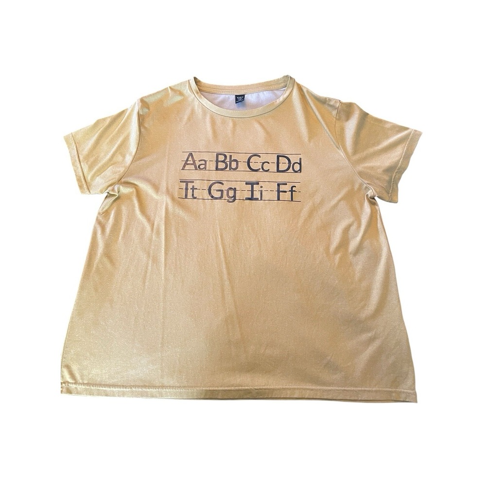 SHIRT FOR TEACHERS TGIF Work Alphabet SHEIN Curve Size 1X Mustard Yellow‎ School